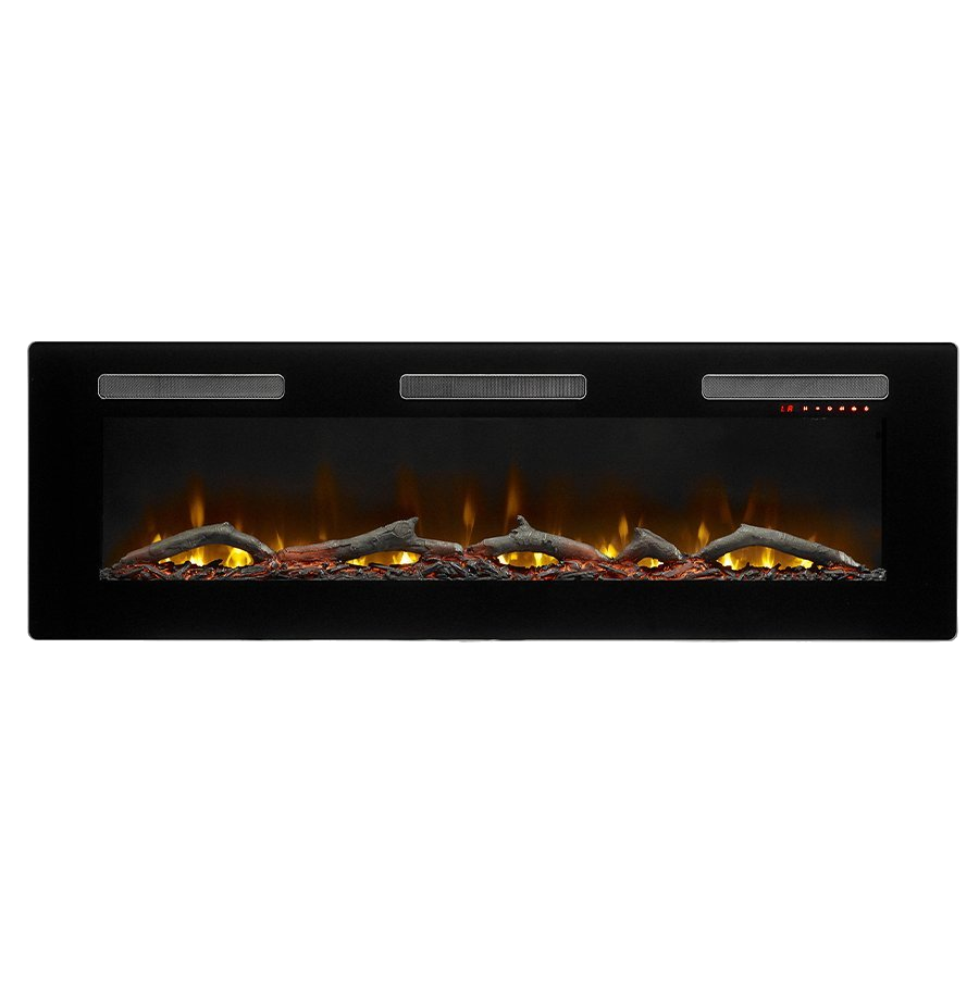 Dimplex Sierra 60" elektrische haard met vlammen op witte achtergrond