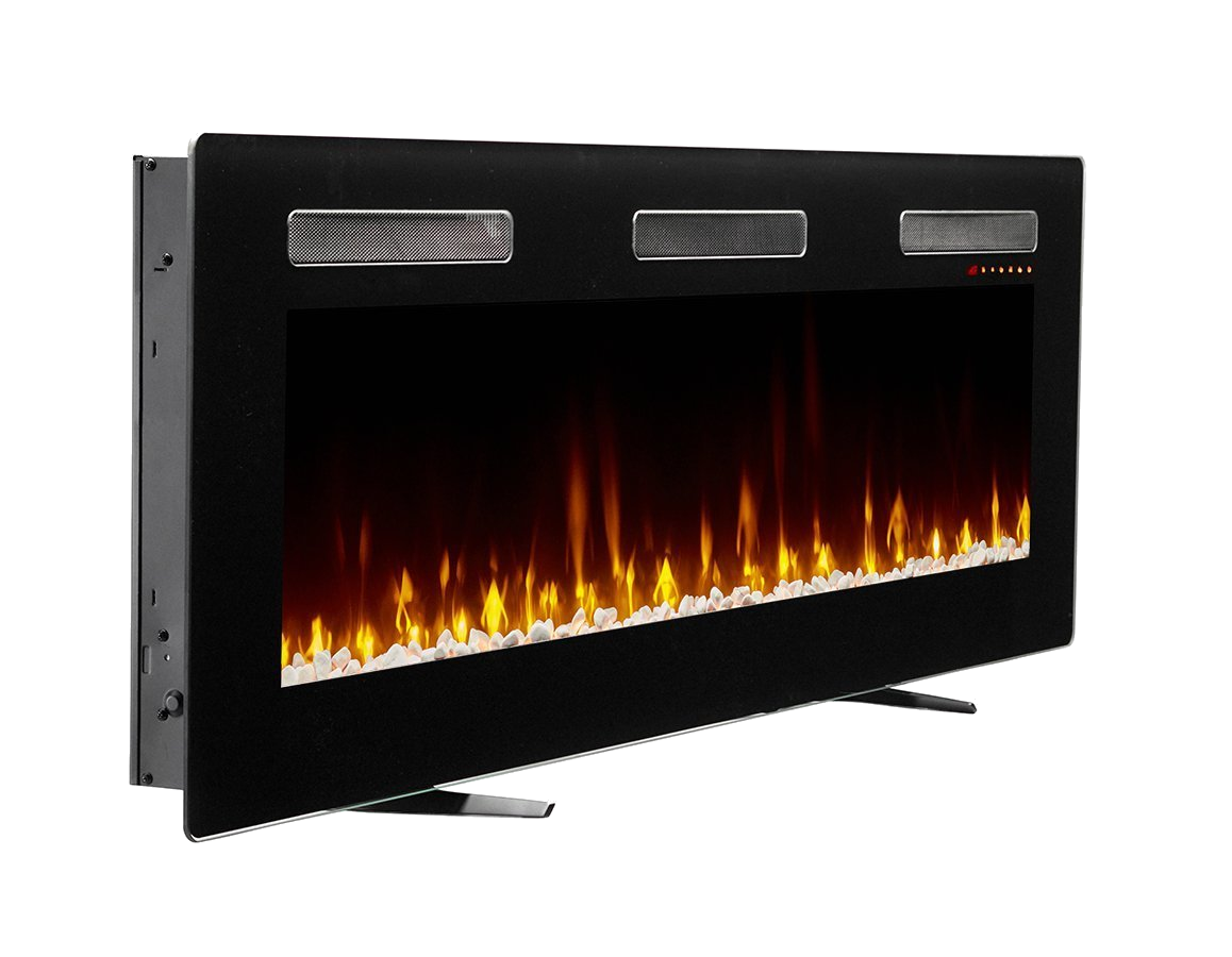 Dimplex Sierra 60" elektrische haard met vlammen op witte achtergrond
