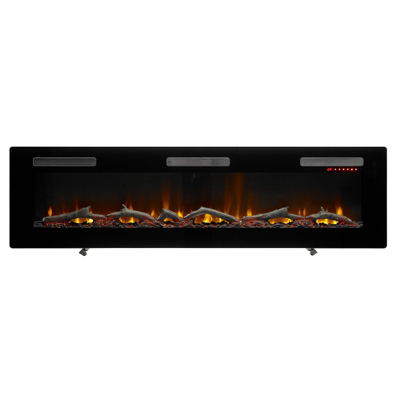 Dimplex Sierra 72" elektrische haard op witte achtergrond met vlammen