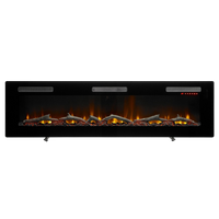 Dimplex Sierra 72" elektrische haard op witte achtergrond met vlammen