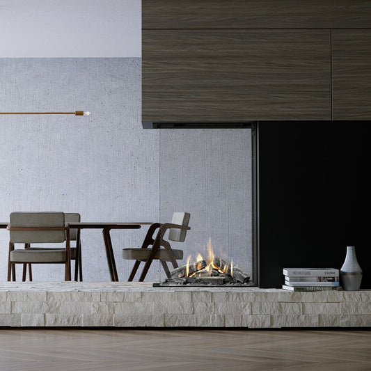 Element4 Sky Medium Roomdivider in moderne woonkamer met eettafel en stoelen