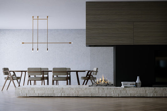 Element4 Sky Medium Roomdivider in moderne woonkamer met eettafel en stoelen