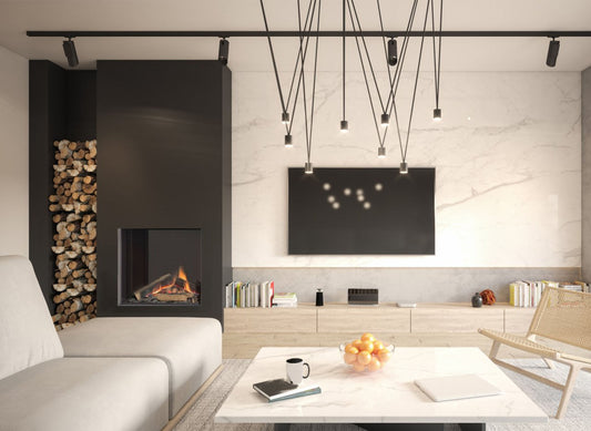 Element4 Sky Square Front in moderne woonkamer met inbouwhaard