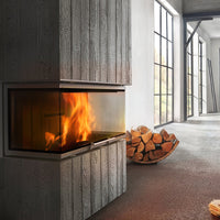 Spartherm Linear Triple 73x35x40 haard in moderne ruimte met brandend vuur