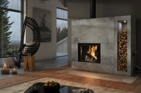 Spartherm Linear Front 60x51 haard in moderne woonkamer met brandend vuur