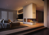 Spartherm Premium Triple 50x90x50 in moderne woonkamer met ingebouwde haard