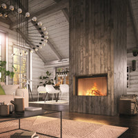 Spartherm Premium Front 87x50 in moderne woonkamer met brandend haardvuur
