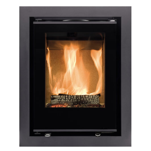Spartherm Swing Inzet 34x45 met brandend vuur en zwarte omlijsting