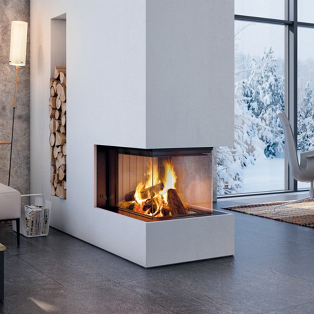 Spartherm Premium Triple 50x74x50 in moderne woonkamer met brandend vuur