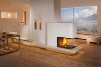 Spartherm Premium Triple 50x74x50 in moderne woonkamer met brandend vuur
