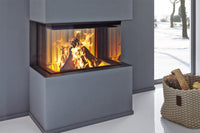 Spartherm Premium Triple 80x41x50 in moderne woonkamer met brandend haardvuur