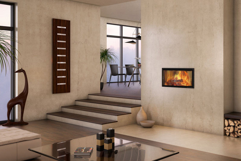 Spartherm Linear Tunnel 73x37 in moderne woonkamer met brandend vuur