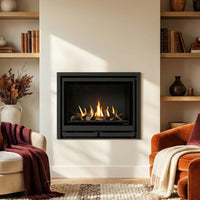 Wanders Square 60 Front inbouw gashaard in sfeervolle woonkamer