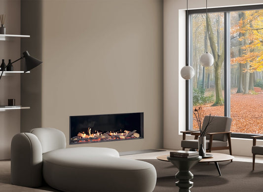 Element4 Summum 140 front Bio in moderne woonkamer met haard en groot raam