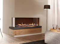 Element4 Summum 140 hoek Bio in moderne woonkamer met brandend haardvuur