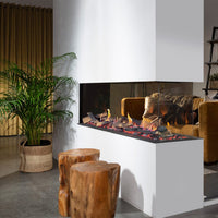 Element4 Summum 140 Roomdivider Bio in moderne woonkamer met vlammen