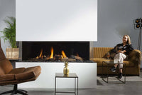 Element4 Summum 140 3-zijdig in moderne woonkamer met brandend vuur