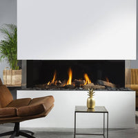 Element4 Summum 140 3-zijdig in moderne woonkamer met brandend vuur