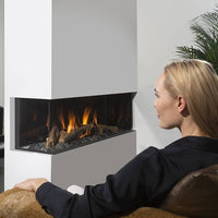 Element4 Summum 140 Corner in een moderne woonkamer met brandend vuur