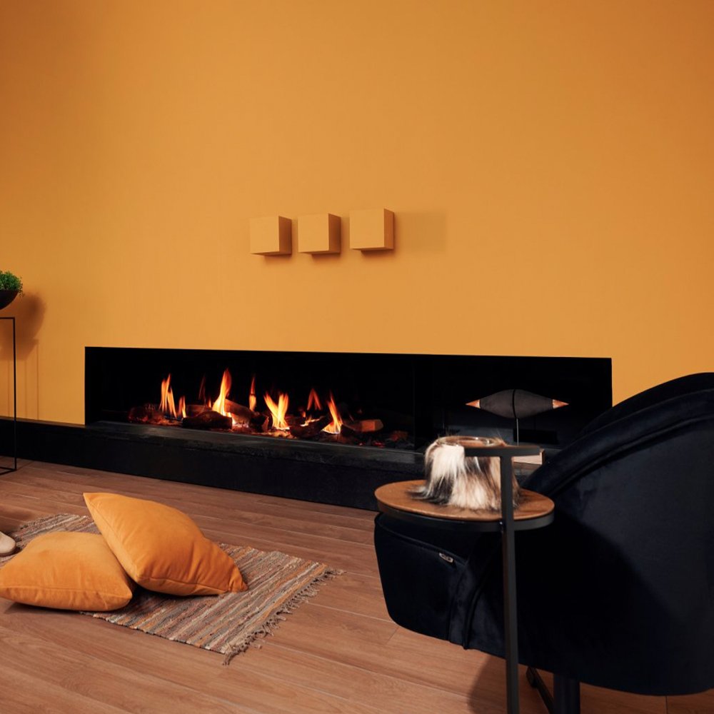 Element4 Summum 190 C hoekhaard in stijlvolle woonkamer met vlammen