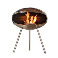 Cocoon Fires Terra RVS met open vlam op witte achtergrond