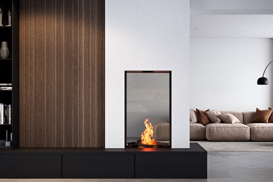 Element4 Sky Medium Tunnel Bio in moderne woonkamer met brandend vuur