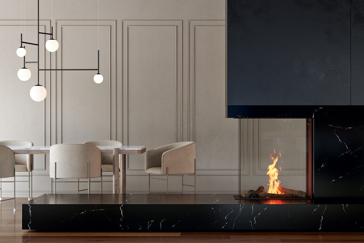 Element4 Sky Small Roomdivider Bio in woonkamer met eettafel en stoelen