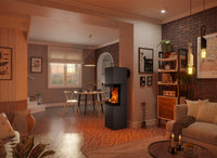 Spartherm Trico S in een woonkamer met brandend vuur
