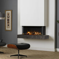 Trimline Fires 100E Solus in moderne woonkamer met hangende haard