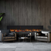 Trimline Fires 220E Solus in moderne woonkamer met lange inbouwhaard