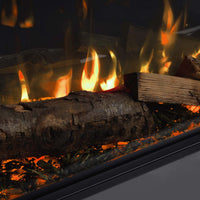 Trimline Fires Solano met brandend hout achter glas