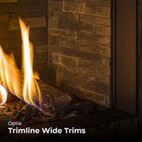 Vlammen in de Trimline Fires 63H Front met optie Trimline Wide Trims