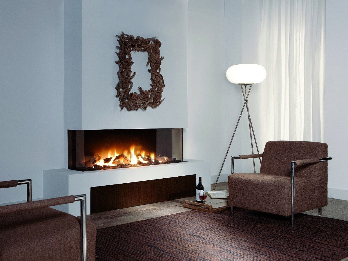Element4 Trisore 140 gashaard in moderne woonkamer met brandend vuur