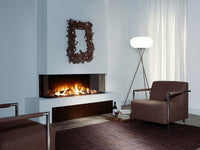 Element4 Trisore 140 gashaard in moderne woonkamer met brandend vuur