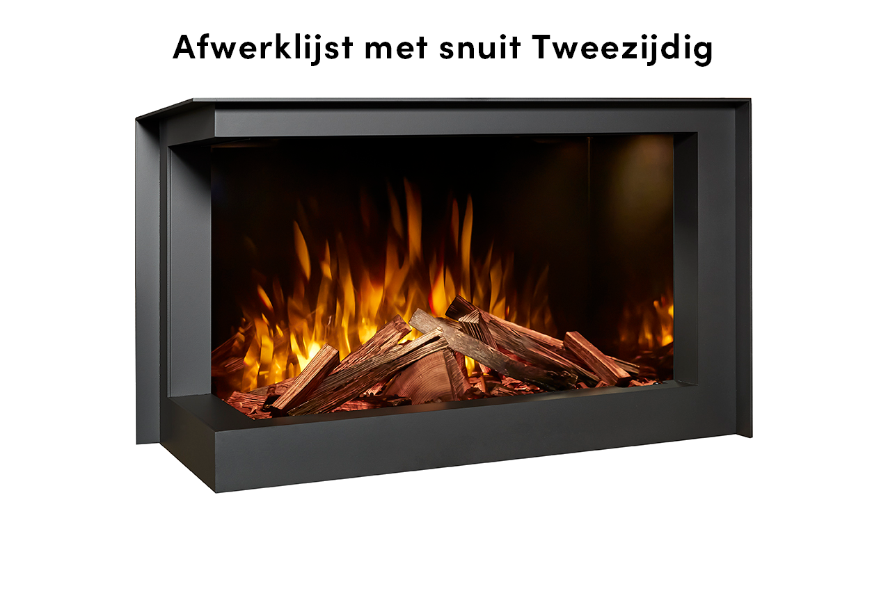 Fair Fires Tru Vizion Solution insert 650 tweezijdig met vlammen en houtblokken