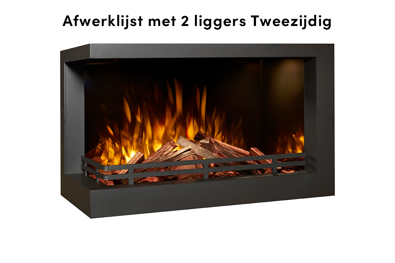 Fair Fires Tru Vizion Solution insert 650 tweezijdig met brandende haard en houtblokken