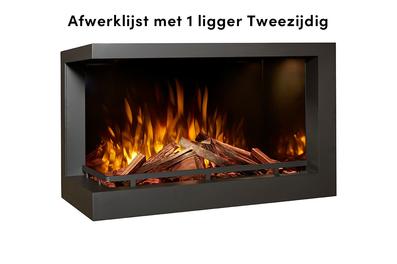 Fair Fires Tru Vizion Solution insert 650 Tweezijdig met vlammen en houtblokken