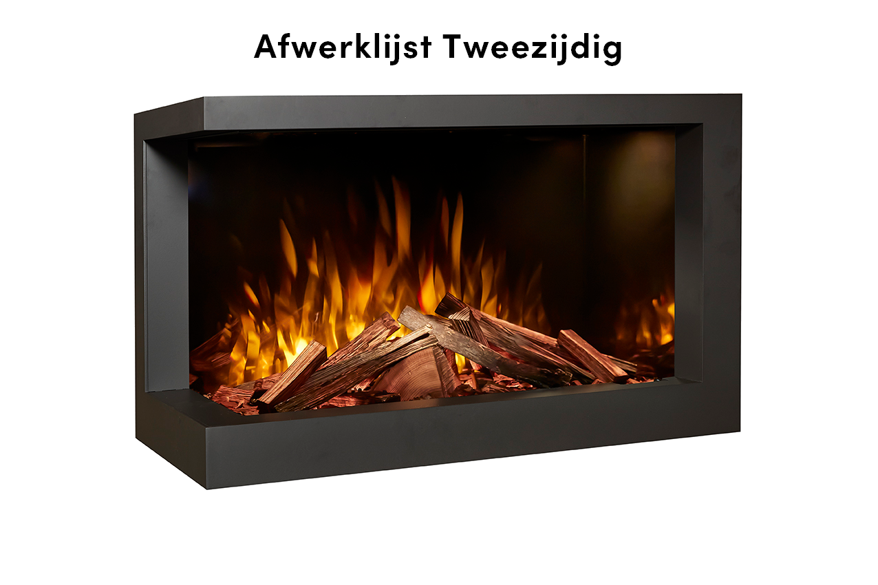 Fair Fires Tru Vizion Solution insert 650 tweezijdig met vlammen en houtblokken