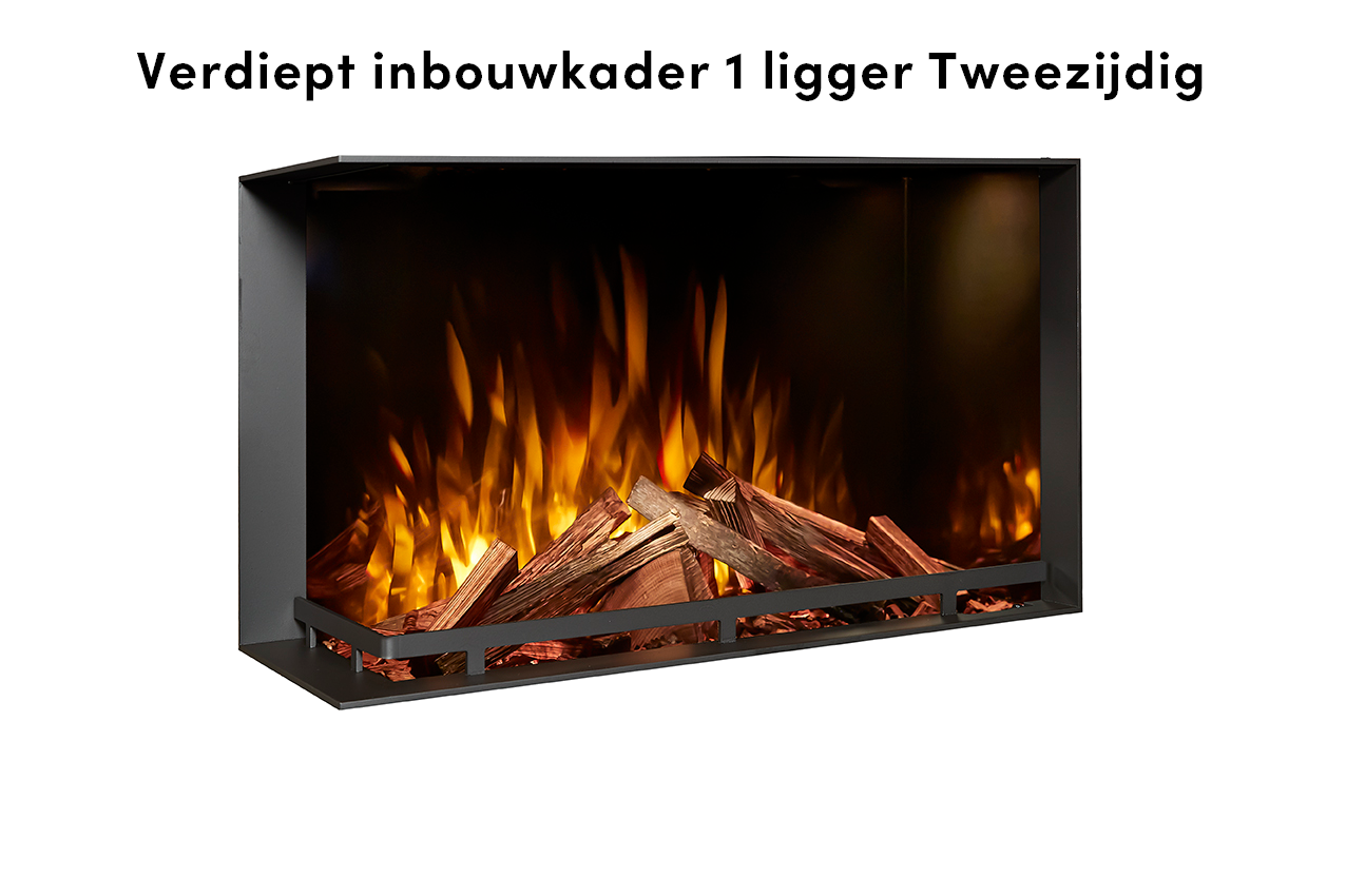 Fair Fires Tru Vizion Solution insert 650 tweezijdig met vlammen en houtblokken