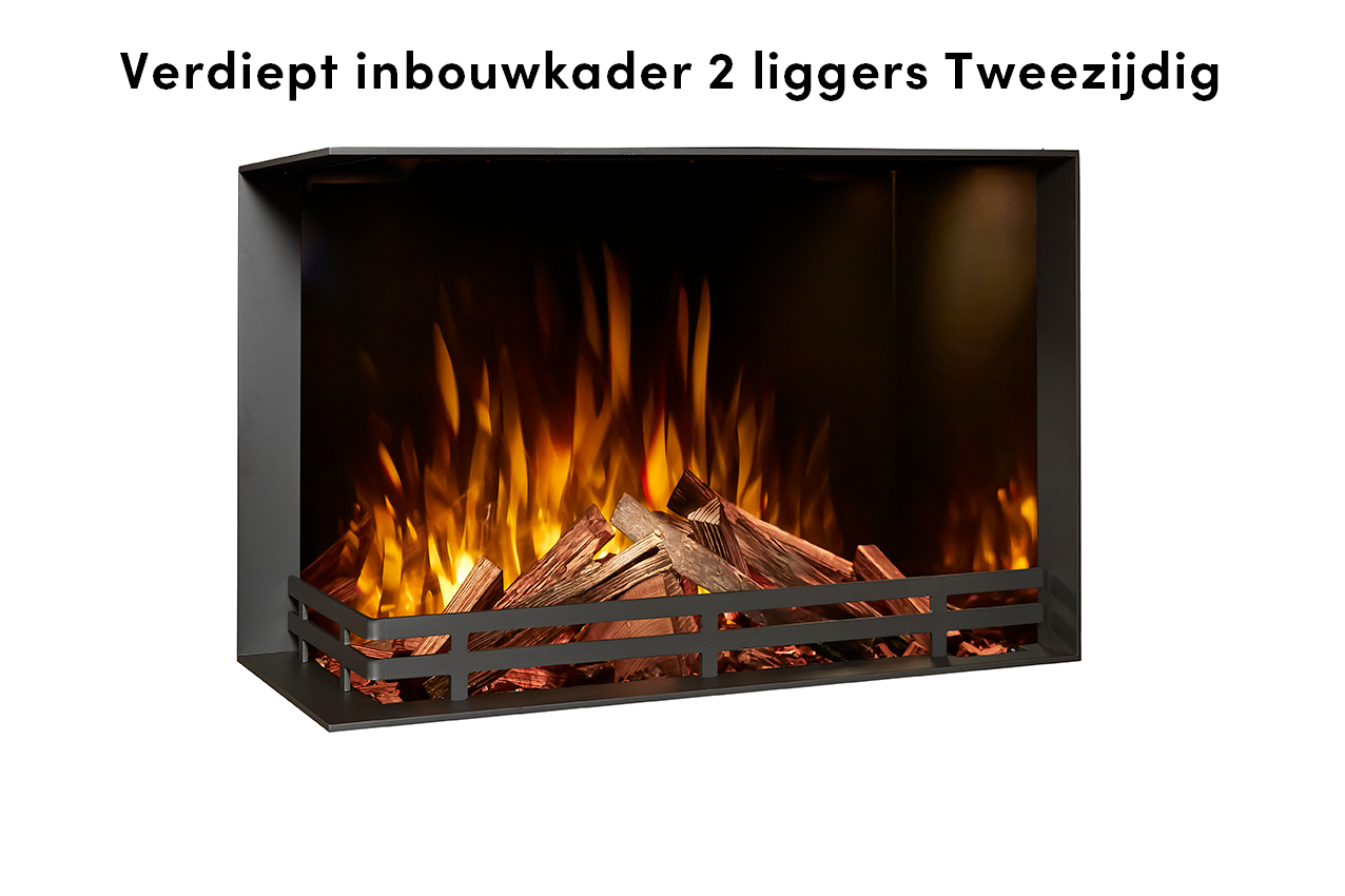 Fair Fires Tru Vizion Solution insert 650 tweezijdig met vlammen en houtblokken