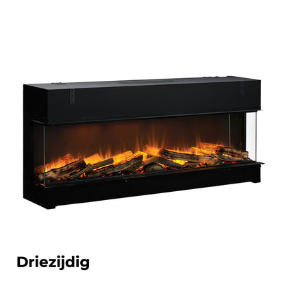 Dimplex Vivente Plus 150 driezijdige haard met vlammen en houtblokken