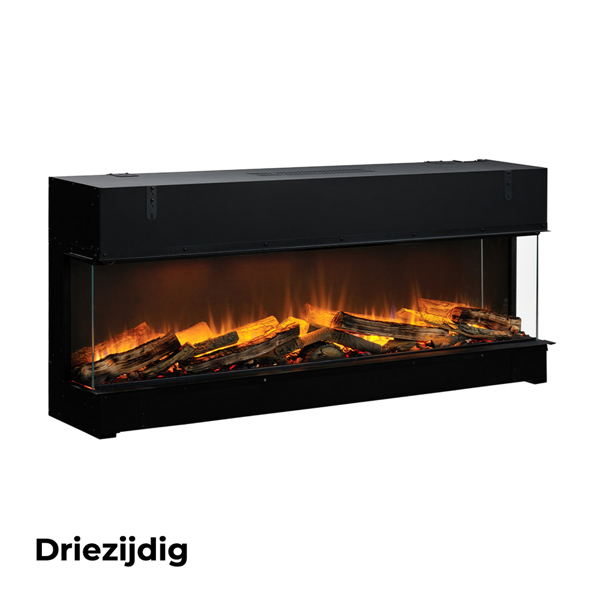 Dimplex Vivente Plus 150 driezijdige haard met vlammen en houtblokken