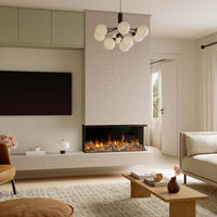 Element4 Volta 100 haard met vlammen in een modern ingerichte woonkamer