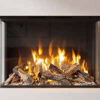 Element4 Volta 80H ingebouwde haard met brandend hout en vlammen