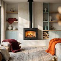Wanders WAN-2060 Black Edition Low in moderne woonkamer met brandend vuur