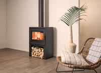Wanders WAN-2068 Black Edition High kachel in woonkamer met brandend vuur