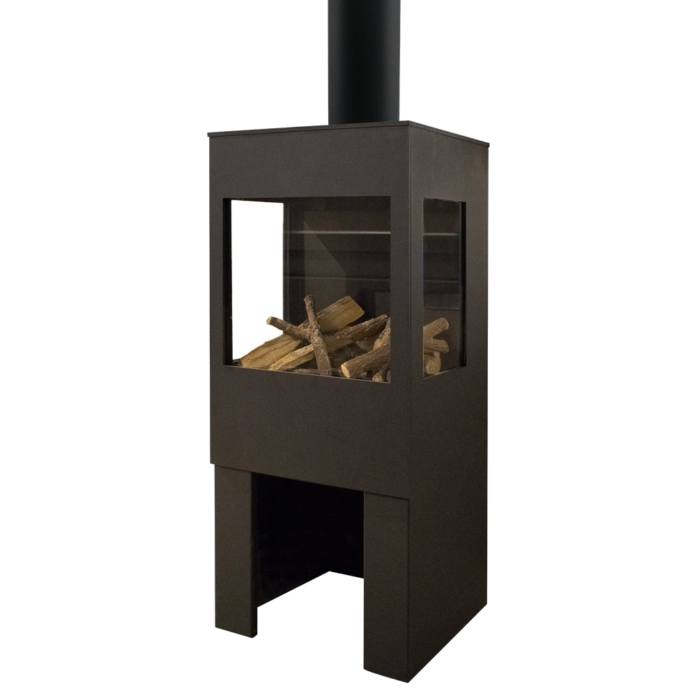 Wanders Onyx Base gaskachel met houtblokken en hoge rookafvoer