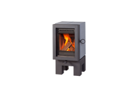 Wanders Oak Concrete houtkachel met brandend vuur op witte achtergrond