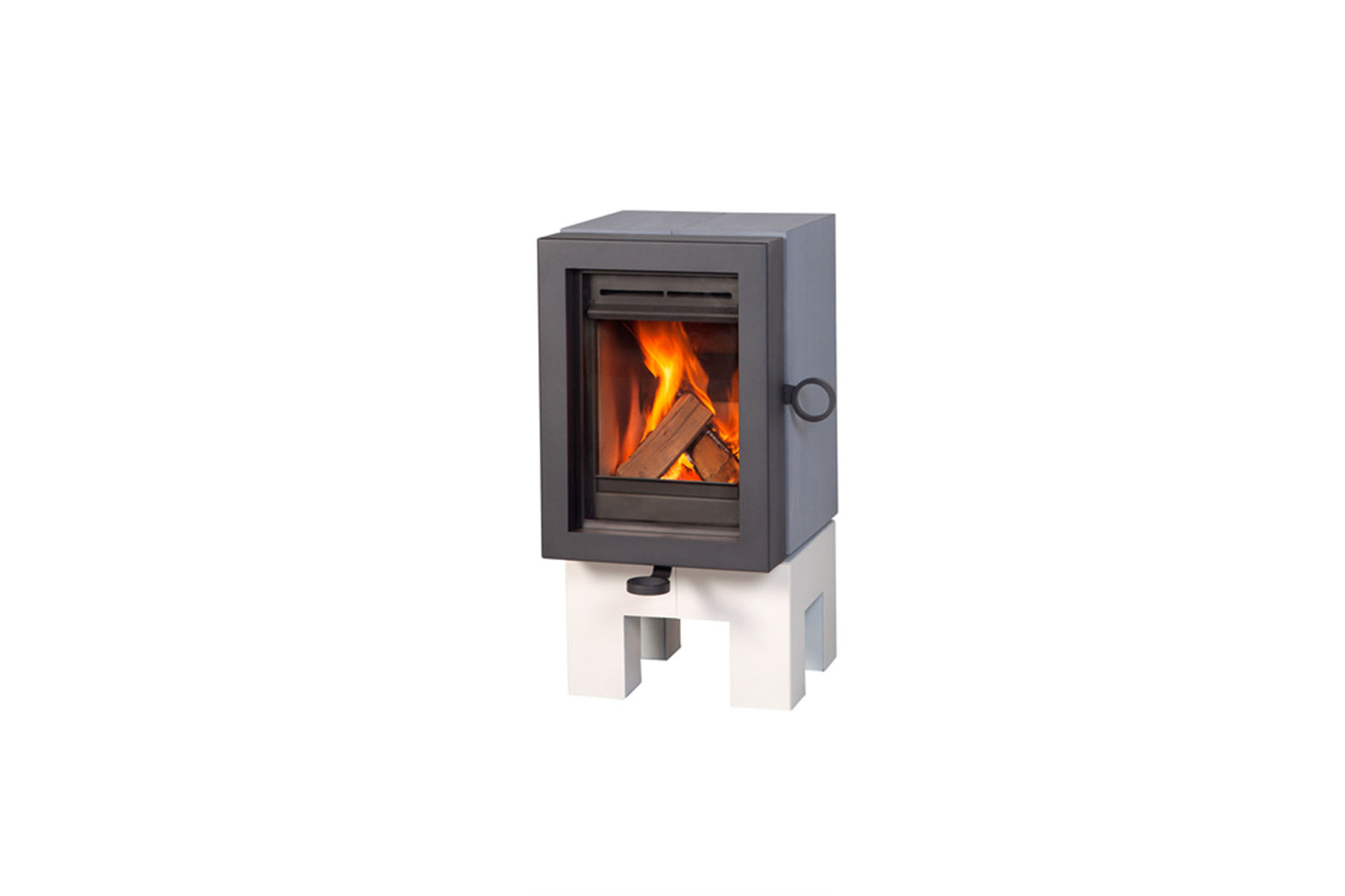 Wanders Oak Concrete houtkachel met brandend vuur