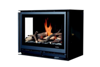 Wanders Square 60 driezijdig inzet gashaard met brandend hout